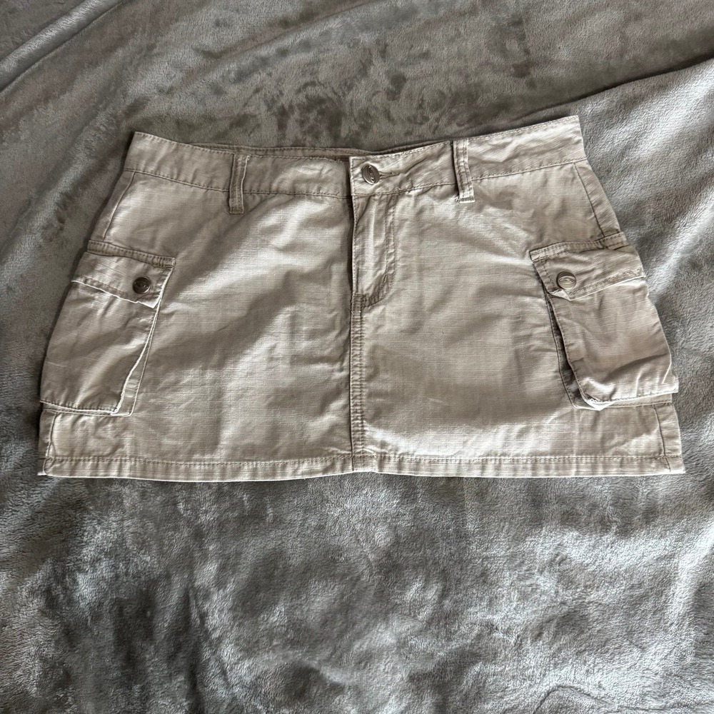 Vintage Y2k Bongo Mini Skirt Cream Cargo Pockets Baddie Skater